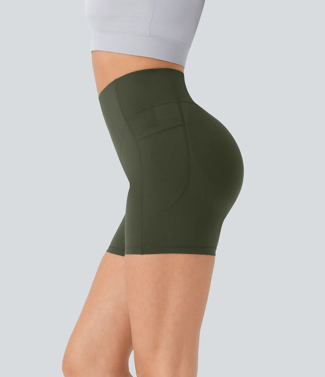 Halara UltraSculpt High Waisted Scrunch Butt Lifting Tummy Control Pocket Shaping Workout Biker Shorts 5&