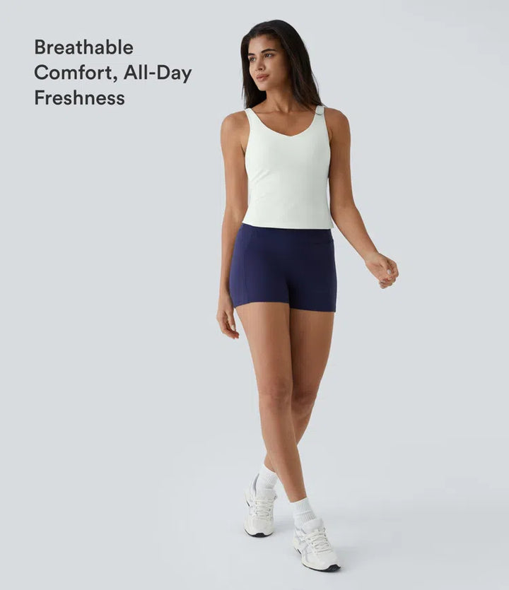 SoftlyZero Plush Padded V Neck Plain Tank Top