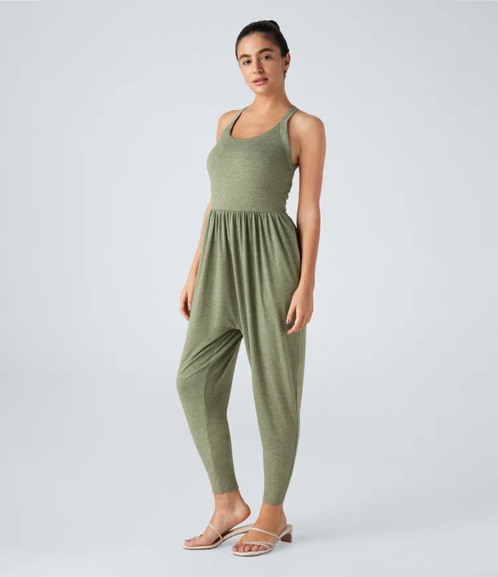 U Neck Pocket Harem Casual Jumpsuit-Easy Peezy Edition