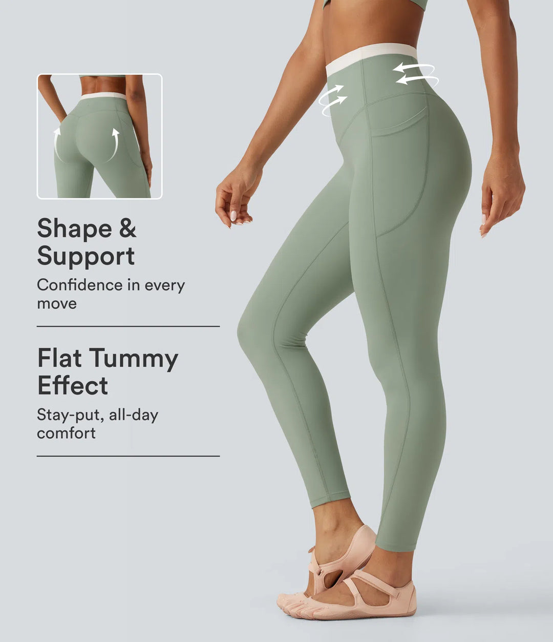 Halara UltraSculpt High Waisted Tummy Control Color Block Skinny Yoga Leggings with Pockets