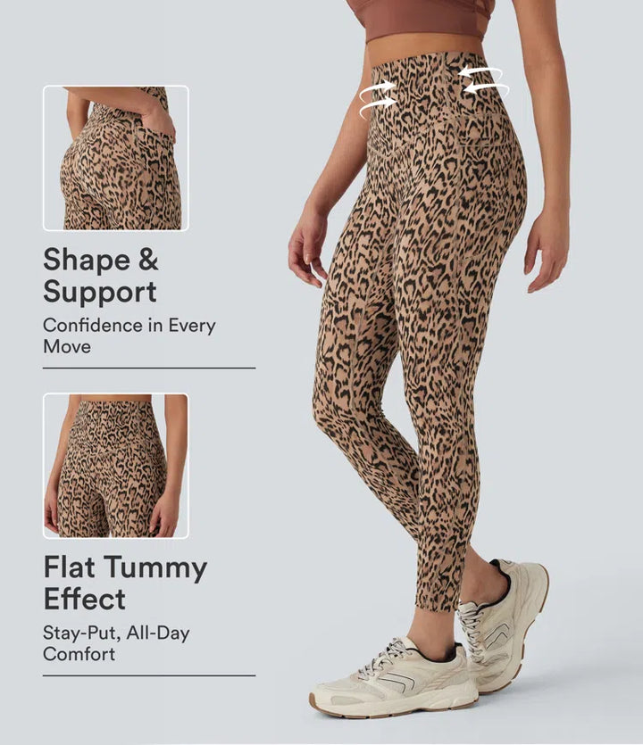 Halara UltraSculpt Leopard Print High Waisted Tummy Control Yoga Leggings with Pockets