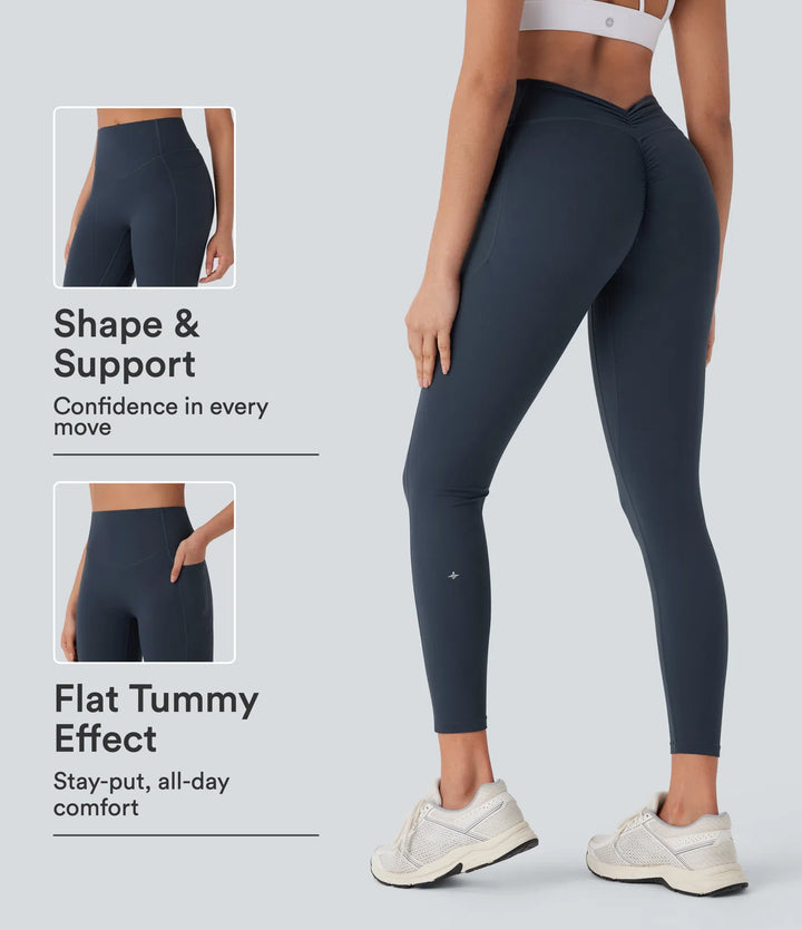 Halara UltraSculpt High Waisted Tummy Control Butt Lifting Ruched Pocket Shaping Yoga Leggings