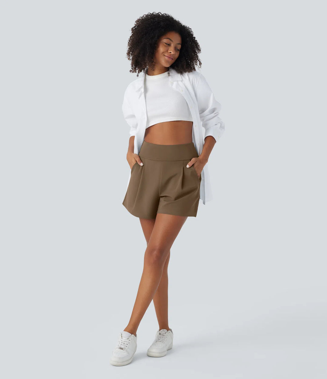 DayStretch High Waisted Work Baggy Shorts 4&