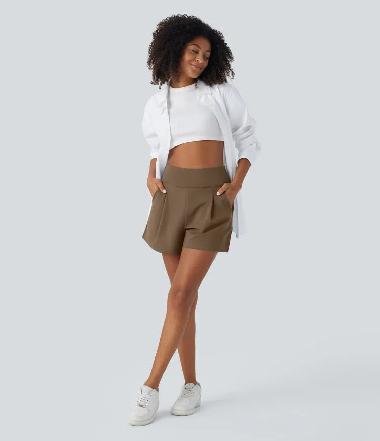 DayStretch High Waisted Work Baggy Shorts 4&
