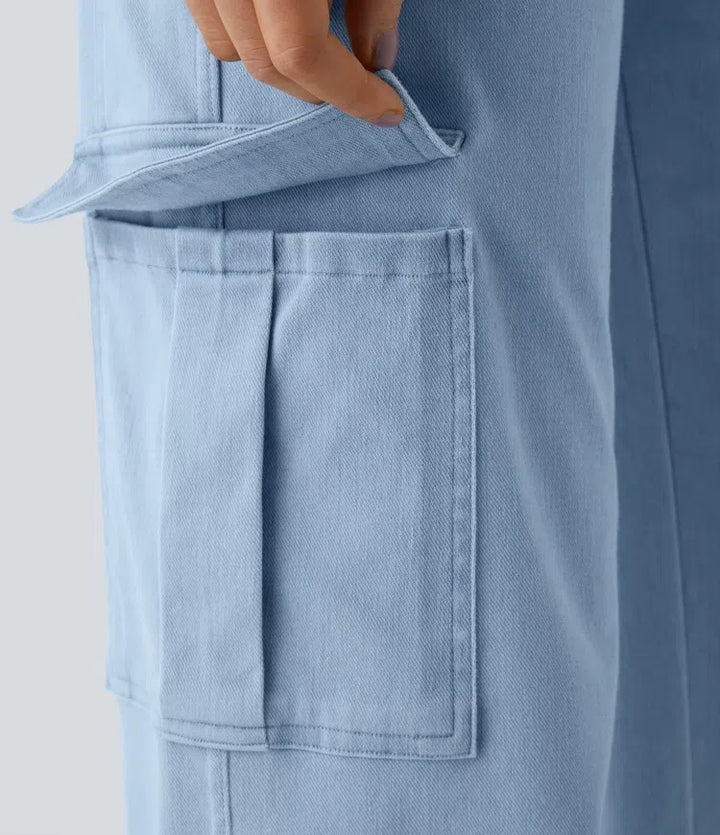 Halara Flex Mid Rise Pockets Straight Leg Casual Cargo Jeans