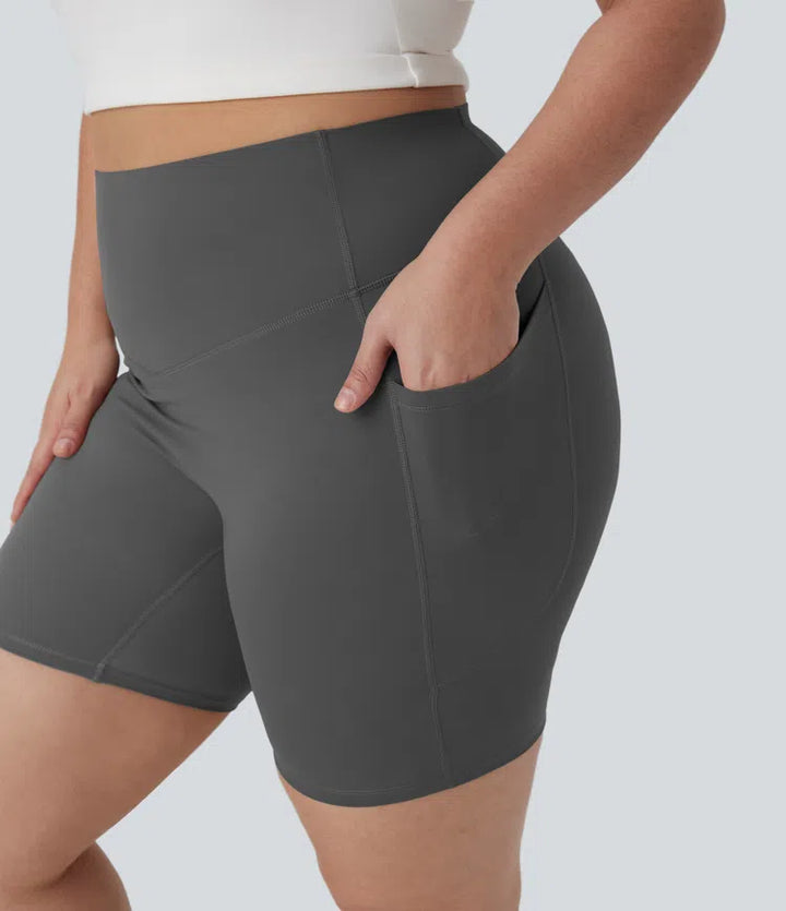 Halara UltraSculpt High Waisted Tummy Control Shaping Training Plus Size Biker Shorts 7&