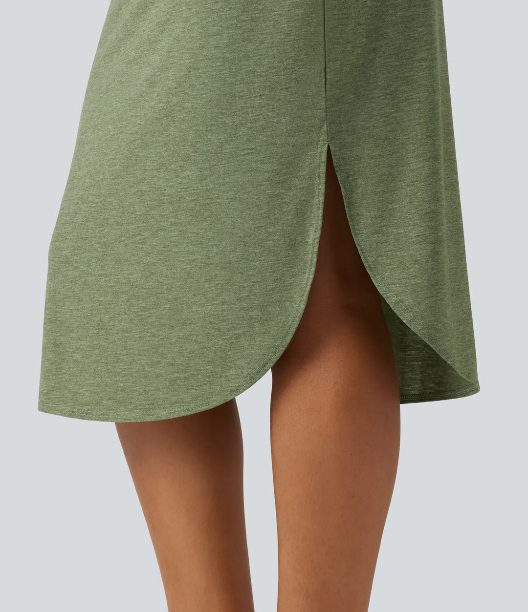 Drawstring Curved Split Hem Midi Casual Slip Dress