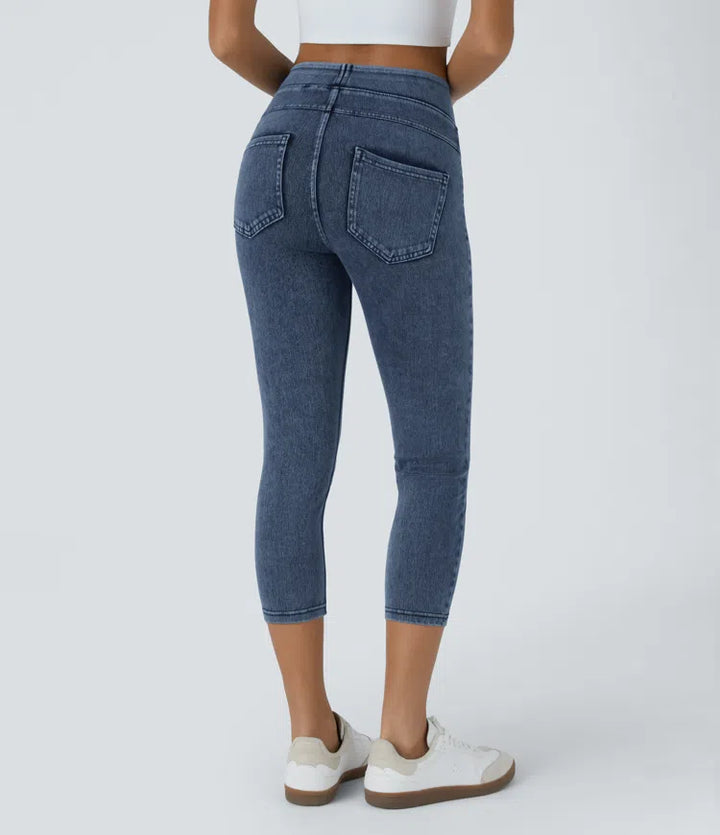 Halara Flex High Waisted Pocket Denim Capri Casual Leggings