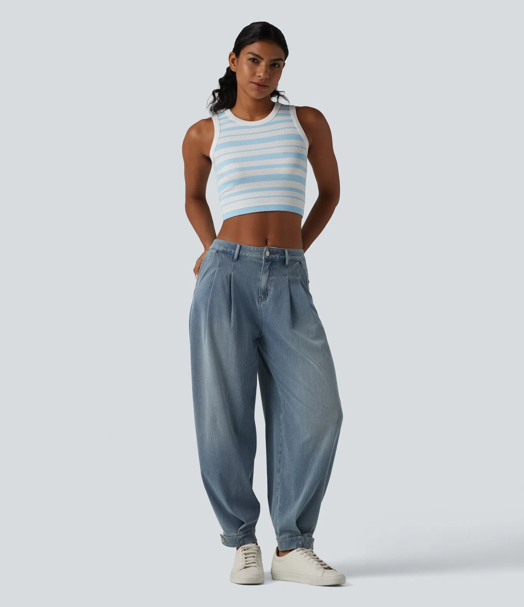 Halara Flex Mid Rise Denim Casual Balloon Joggers with Pockets