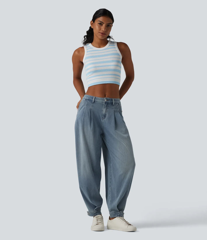 Halara Flex Mid Rise Denim Casual Balloon Joggers with Pockets