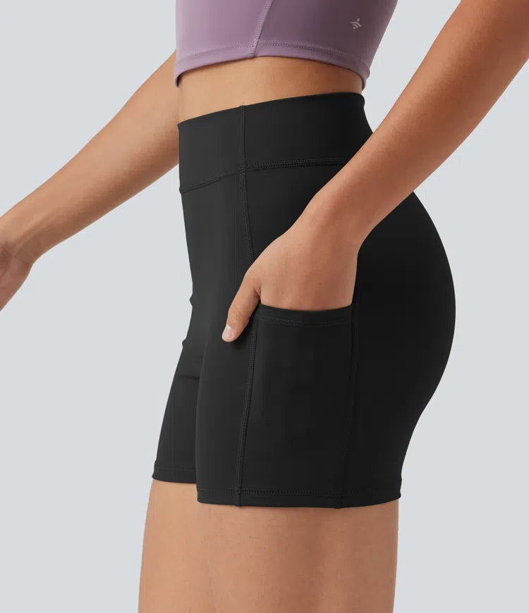 SoftlyZero Airy High Waisted Pocket Plain InstantCool Yoga Shorts 3.5"