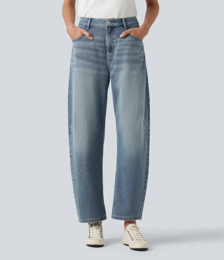 Halara Flex High-waisted Casual Barrel Leg Jeans with Pockets