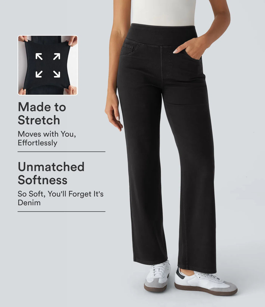 Halara Flex High Waisted Pockets Straight Leg Work Jeans