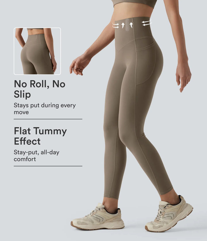Halara UltraSculpt High Waisted Anti-Roll Tummy Control Shaping Workout Leggings with Pockets