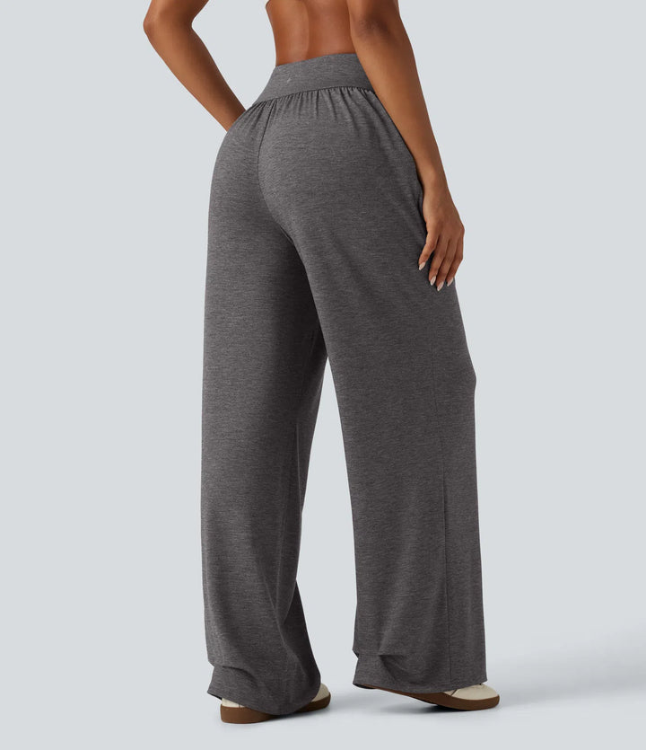 High Waisted Ruched Baggy Yoga Pants with Pockets