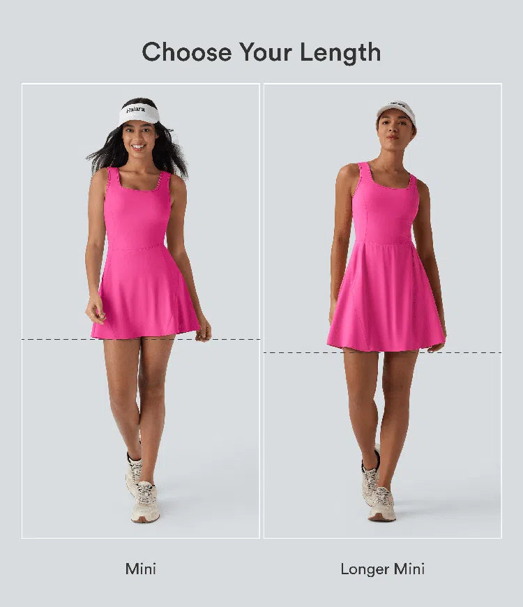 SoftlyZero Airy 2-in-1 Cool Touch Mini Dance Active Dress with Pockets-Easy Peezy Edition-Longer Length