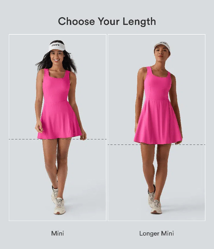 SoftlyZero Airy 2-in-1 Cool Touch Mini Dance Active Dress with Pockets-Easy Peezy Edition-Longer Length