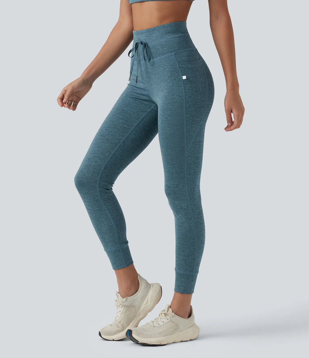 Halara UltraSculpt Heathered High Waisted Drawstring Quick Dry Yoga 7/8 Leggings with Pockets