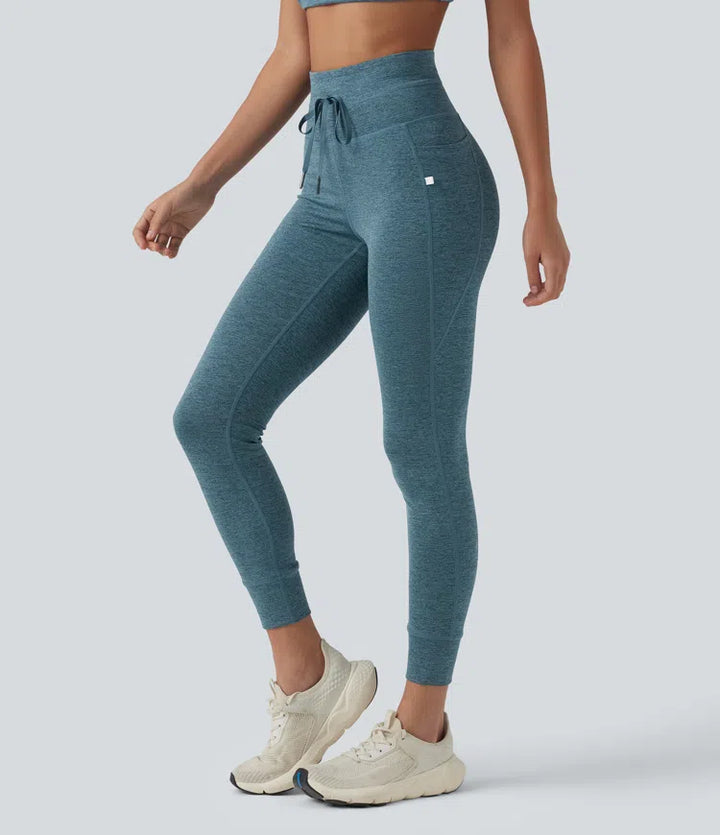 Halara UltraSculpt Heathered High Waisted Drawstring Quick Dry Yoga 7/8 Leggings with Pockets