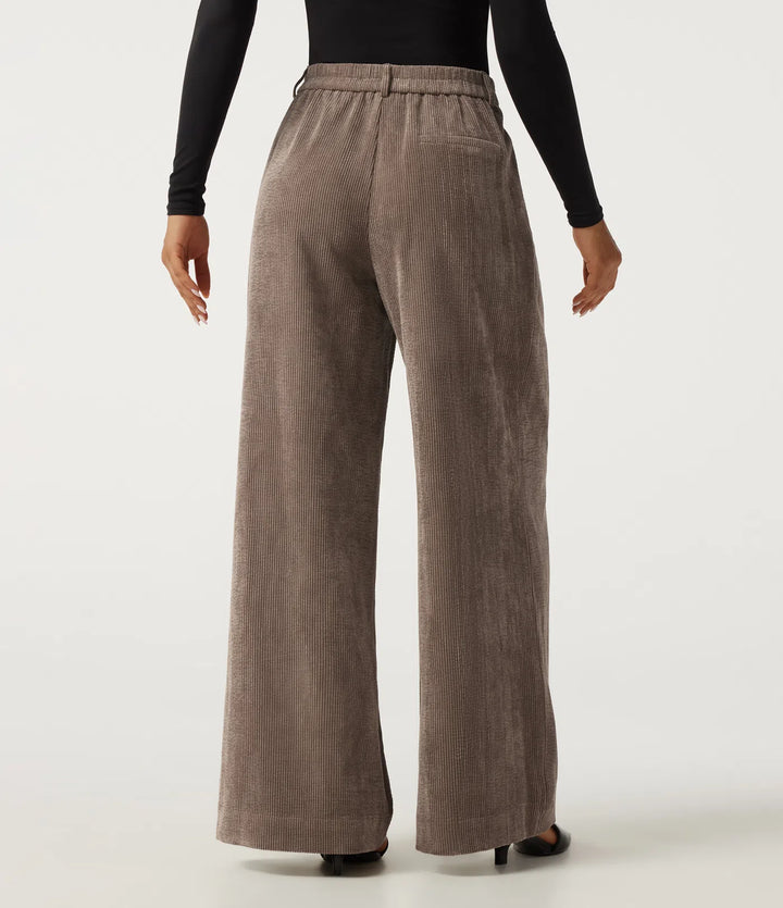 High Waisted Wide Leg Corduroy Work Pants with Pockets