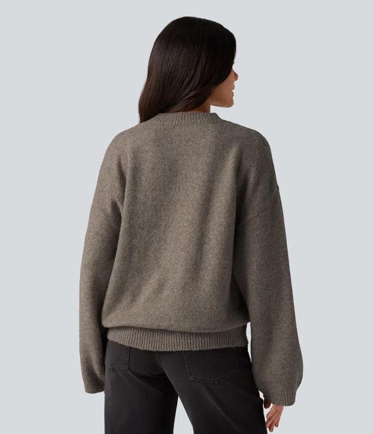 Stand Collar Long Sleeve Work Sweater
