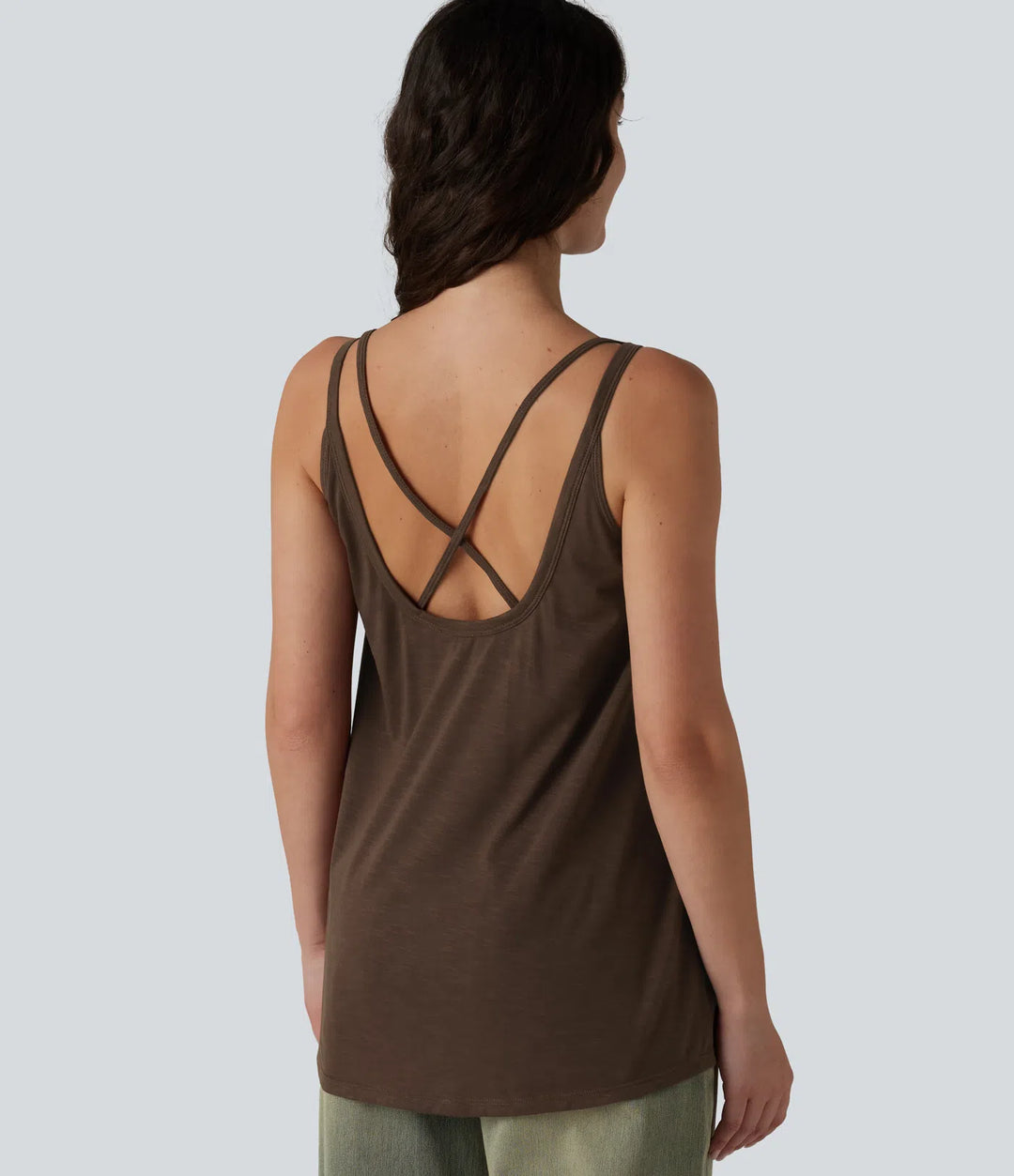 U-Neck Built-in Bra Loose Fit Casual Tank Top