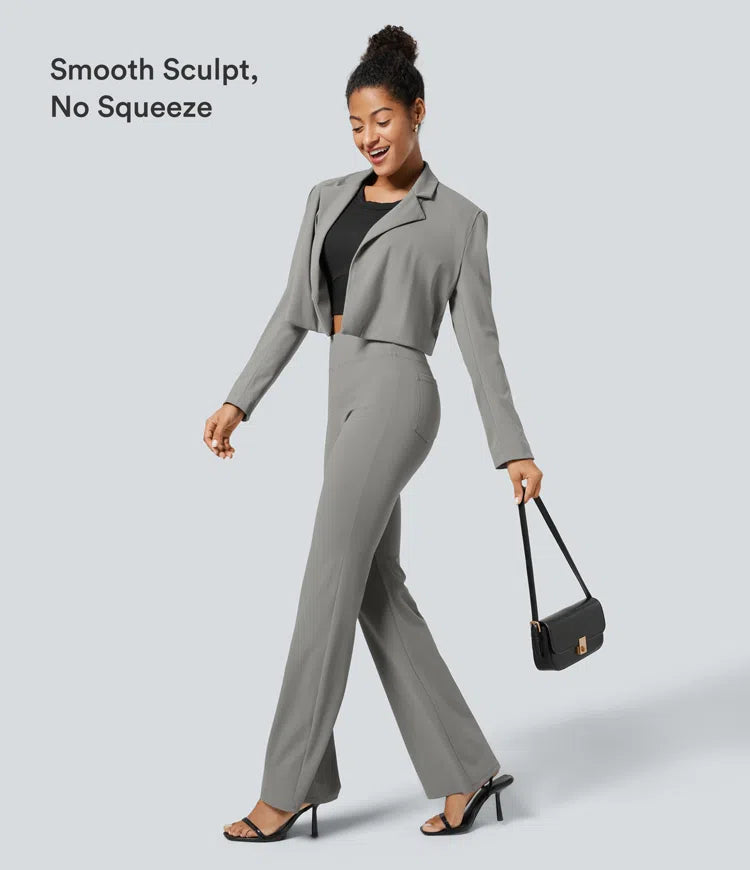 Halara Flex High Waisted Back Side Pocket Slight Flare Work Pants