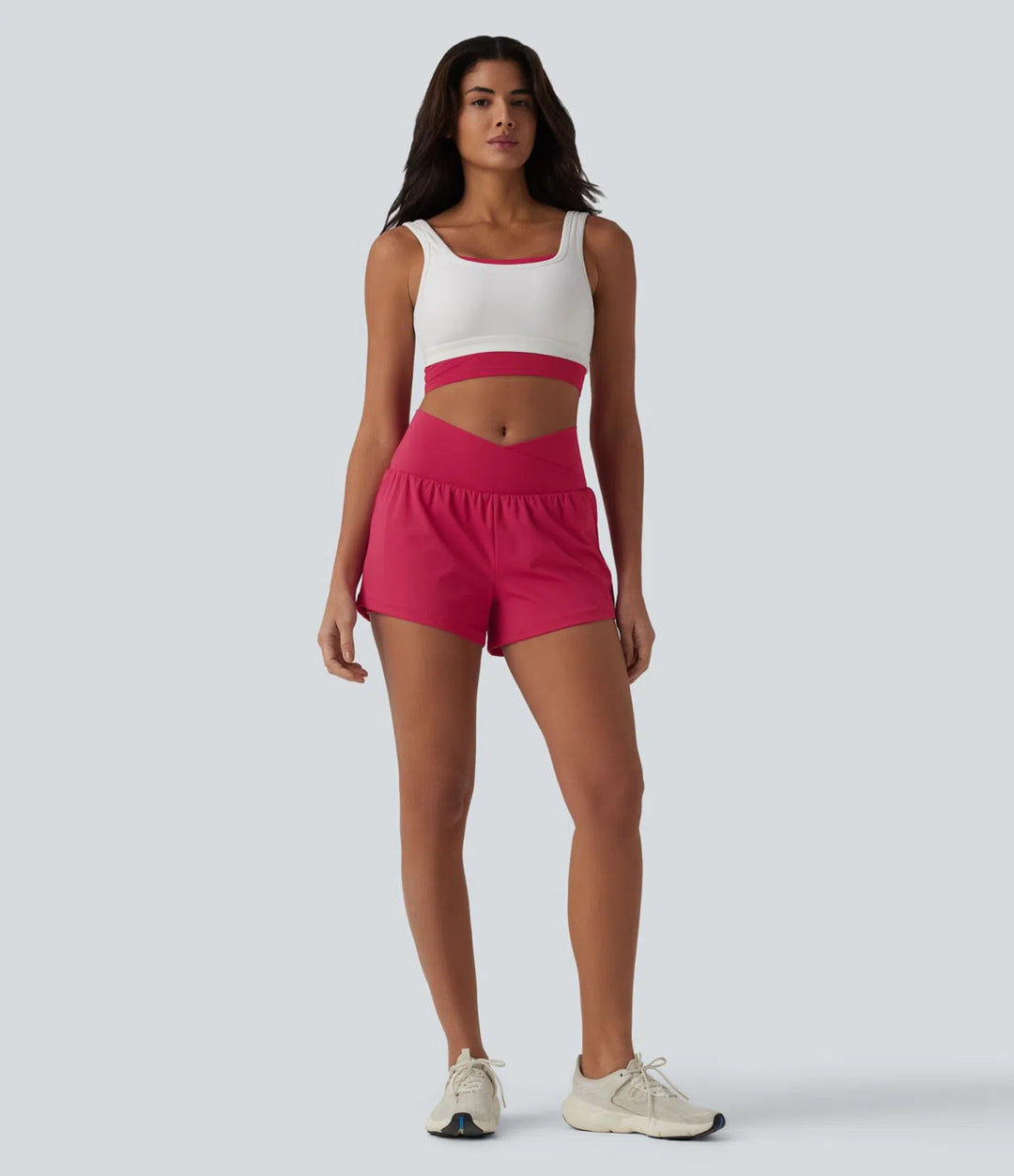 SoftlyZero Airy Crossover High Waisted 2-in-1 InstantCool Yoga Shorts 3&