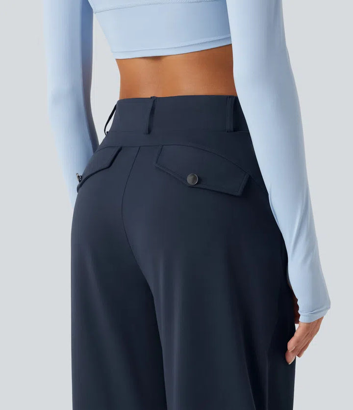 DayStretch High Waisted Barrel Leg Dance Pants with Pockets
