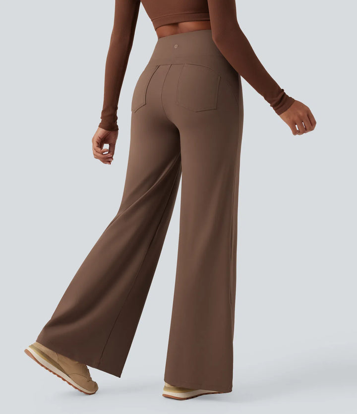 DayStretch High Waisted Tummy Control Wide Leg Baggy Yoga Pants with Pockets