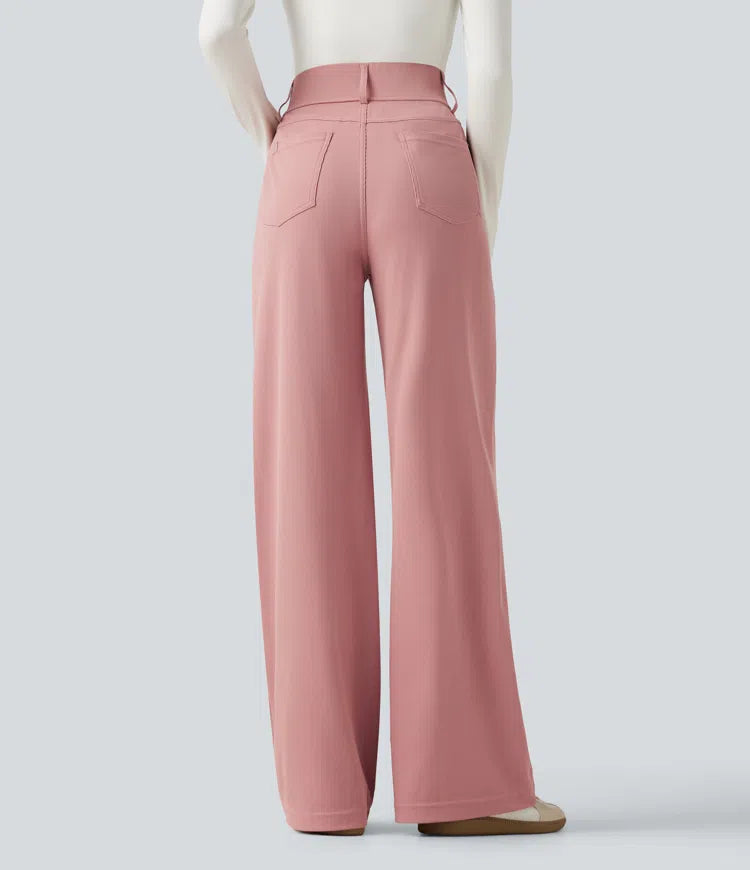 Halara Flex High Waisted Straight Leg Waffle Work Pants with Pockets