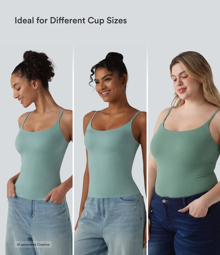Scoop Neck Built-in Bra Casual Tank Top B-E Cups