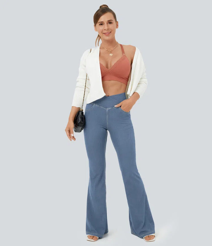 Halara Flex High Waisted Crossover Pocket InstantCool Washed Casual Jeans