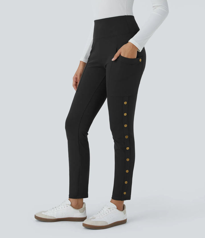 DayStretch High Waisted Decorative Pocket Skinny Ankle Length Casual Pants