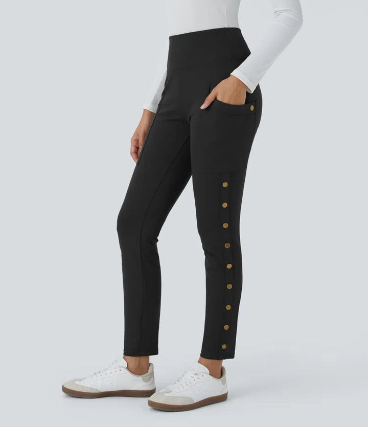 DayStretch High Waisted Decorative Pocket Skinny Ankle Length Casual Pants