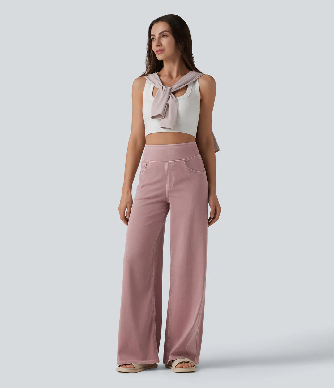 Halara Flex High Waisted Wide Leg Colorful Casual Jeans with Pockets