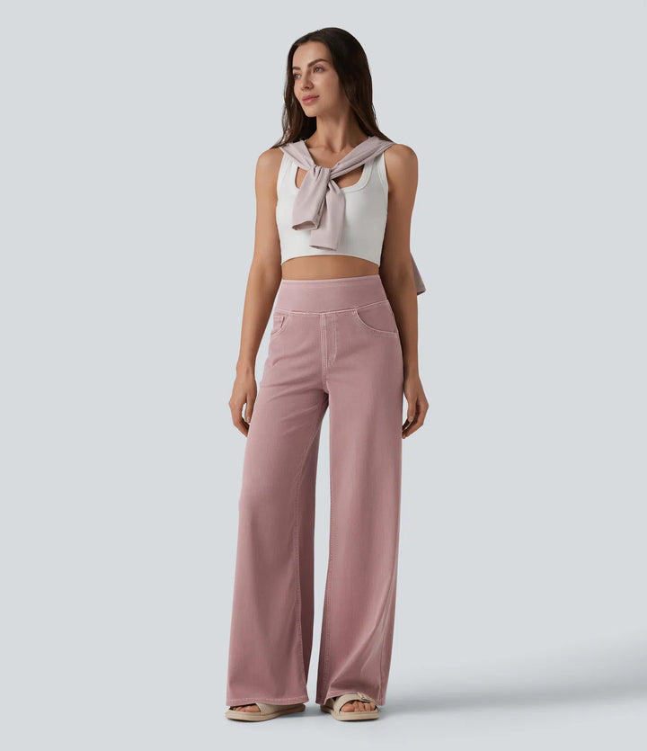 Halara Flex High Waisted Wide Leg Colorful Casual Jeans with Pockets