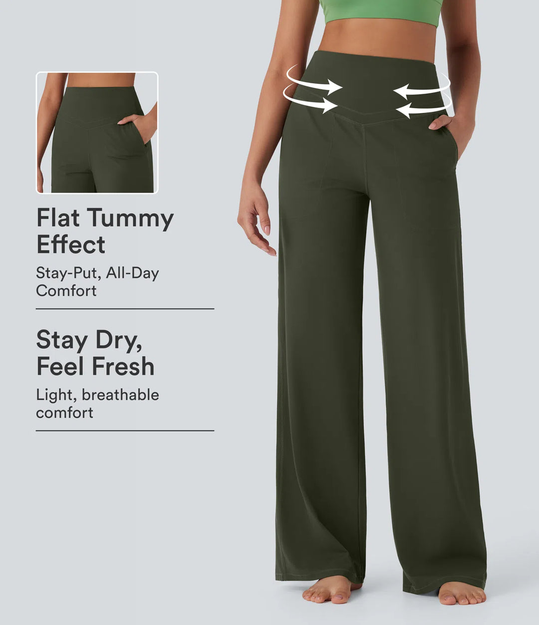 Halara UltraSculpt High Waisted Tummy Control Straight Leg Yoga Pants with Pockets