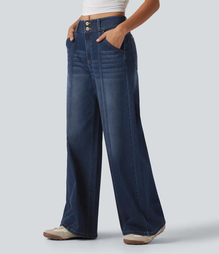 Halara Flex Mid Rise Wide Leg Casual Jeans with Pockets