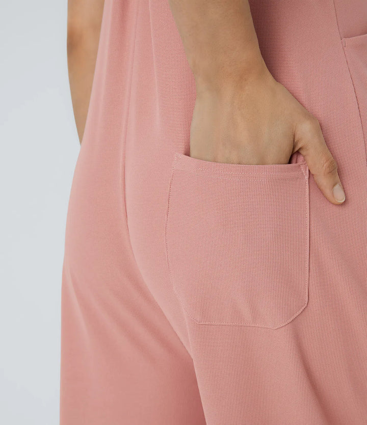 Pockets Waffle Casual Overalls