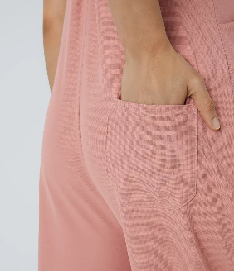 Pockets Waffle Casual Overalls