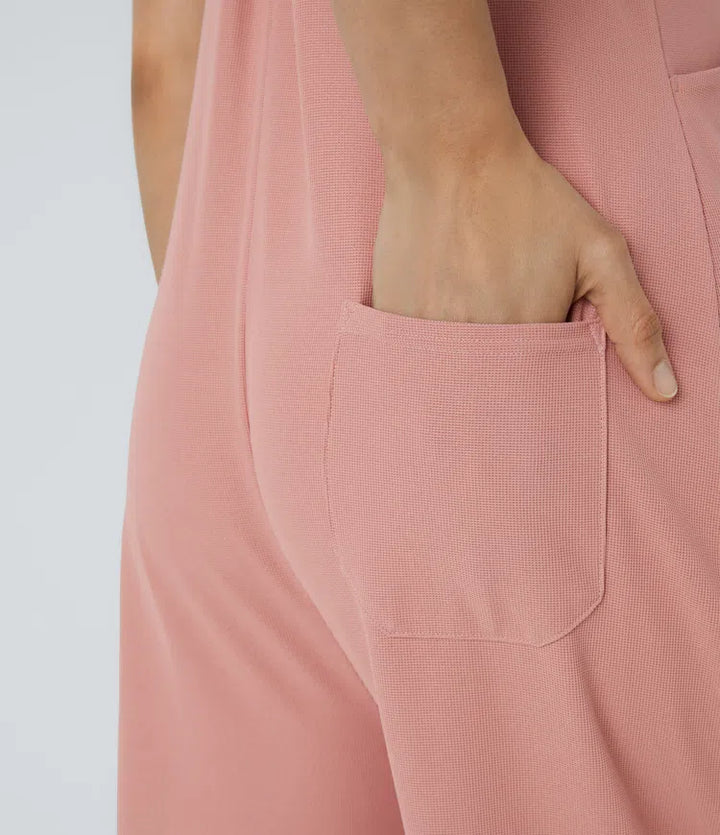 Pockets Waffle Casual Overalls