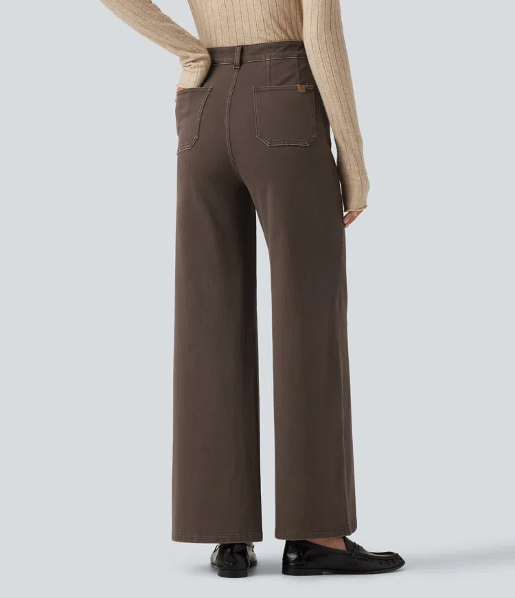Halara Flex High Waisted Tummy Control Wide Leg Colorful Casual Jeans with Pockets