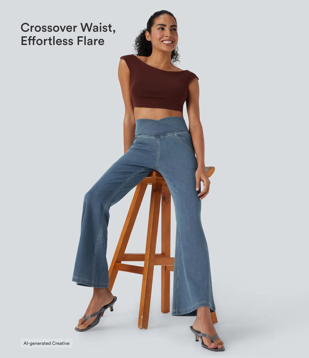 Halara Flex High Waisted Crossover Pocket Washed Casual Jeans