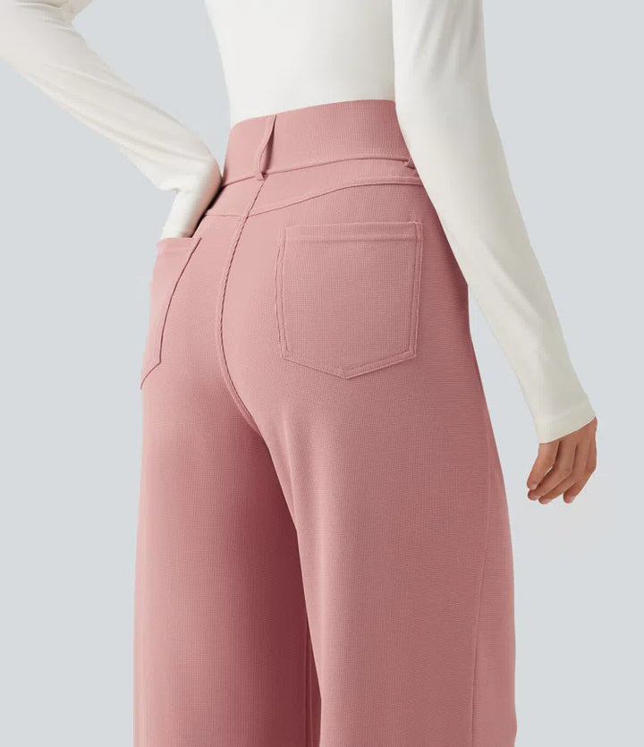 Halara Flex High Waisted Straight Leg Waffle Work Pants with Pockets