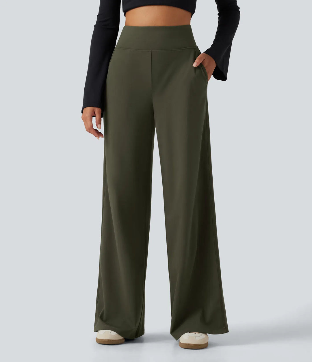 DayStretch High Waisted Wide Leg Casual Pants with Pockets