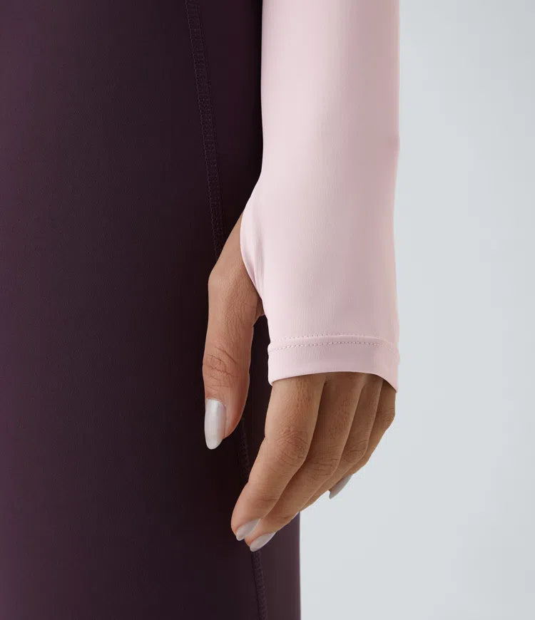 Solid Thumb Hole Cropped Yoga Sports Top