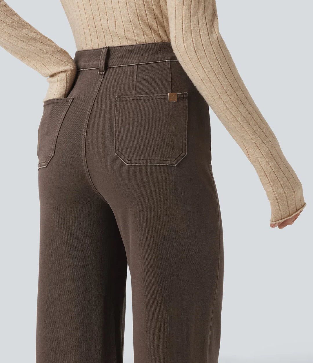 Halara Flex High Waisted Tummy Control Wide Leg Colorful Casual Jeans with Pockets