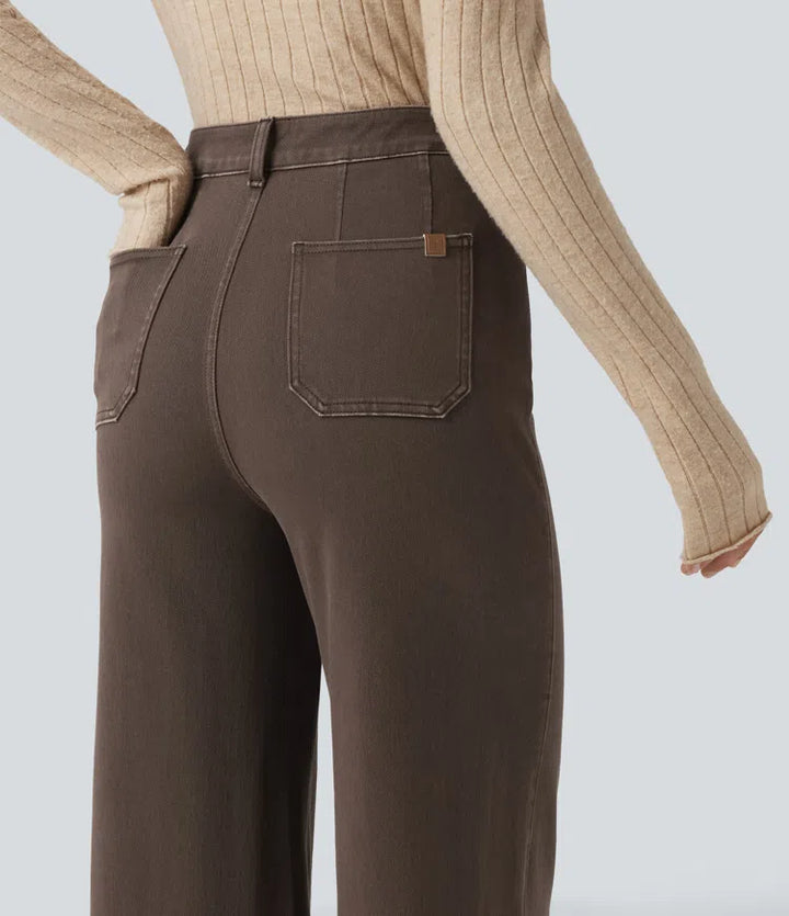 Halara Flex High Waisted Tummy Control Wide Leg Colorful Casual Jeans with Pockets