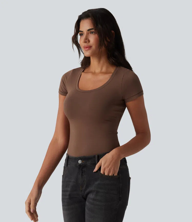 Halara Cotton Jersey Scoop Neck Short Sleeve Casual T-Shirt